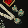 Firozi Color Long Kundan Necklace Set (KN1154FRZ)
