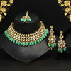 Parrot Green Color (Back Side) Meena Work Choker Kundan Necklace Set (KN1180PGRN)
