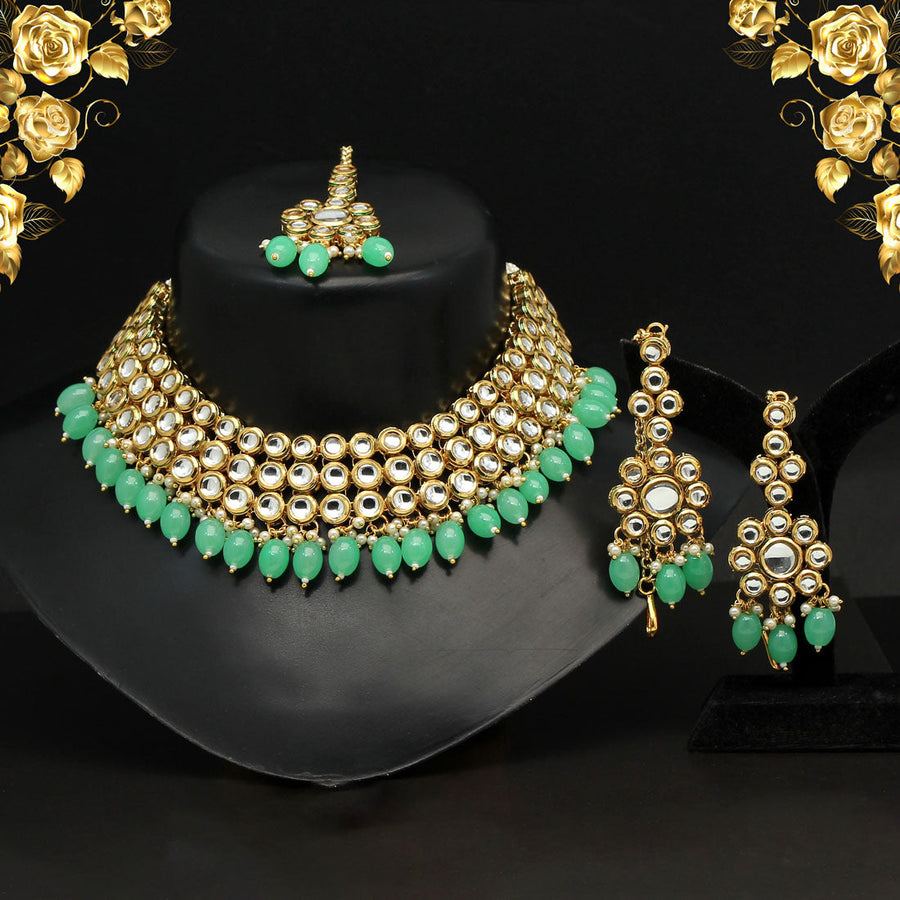 Parrot green sale necklace set