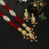 Maroon & White Color (Back Side) Meena Work Long Kundan Necklace Set (KN1184MRNWHT)