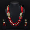 Red Color Imitation Pearl Kundan Necklace With Earring (KN121RED)