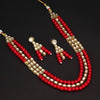 Red Color Imitation Pearl Kundan Necklace With Earring (KN121RED)