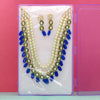 Blue Color Imitation Pearl Kundan Necklace With Earring (KN122BLU)