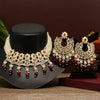 Maroon Color Choker Kundan Necklace Set (KN1249MRN)