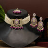 Purple Color Choker Kundan Meena Necklace Set (KN1251PRP)