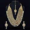 White Color Imitation Pearl Kundan Necklace With Earring & Maang Tikka (KN129WHT)