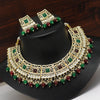 Maroon & Green Color Kundan Necklace Set (KN1307MG)