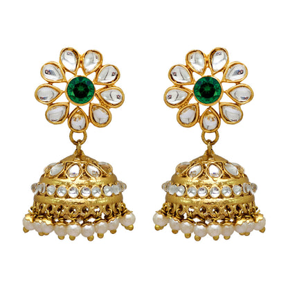 Green Color Imitation Pearl Kundan Necklace With Earring & Maang Tikka (KN130GRN)