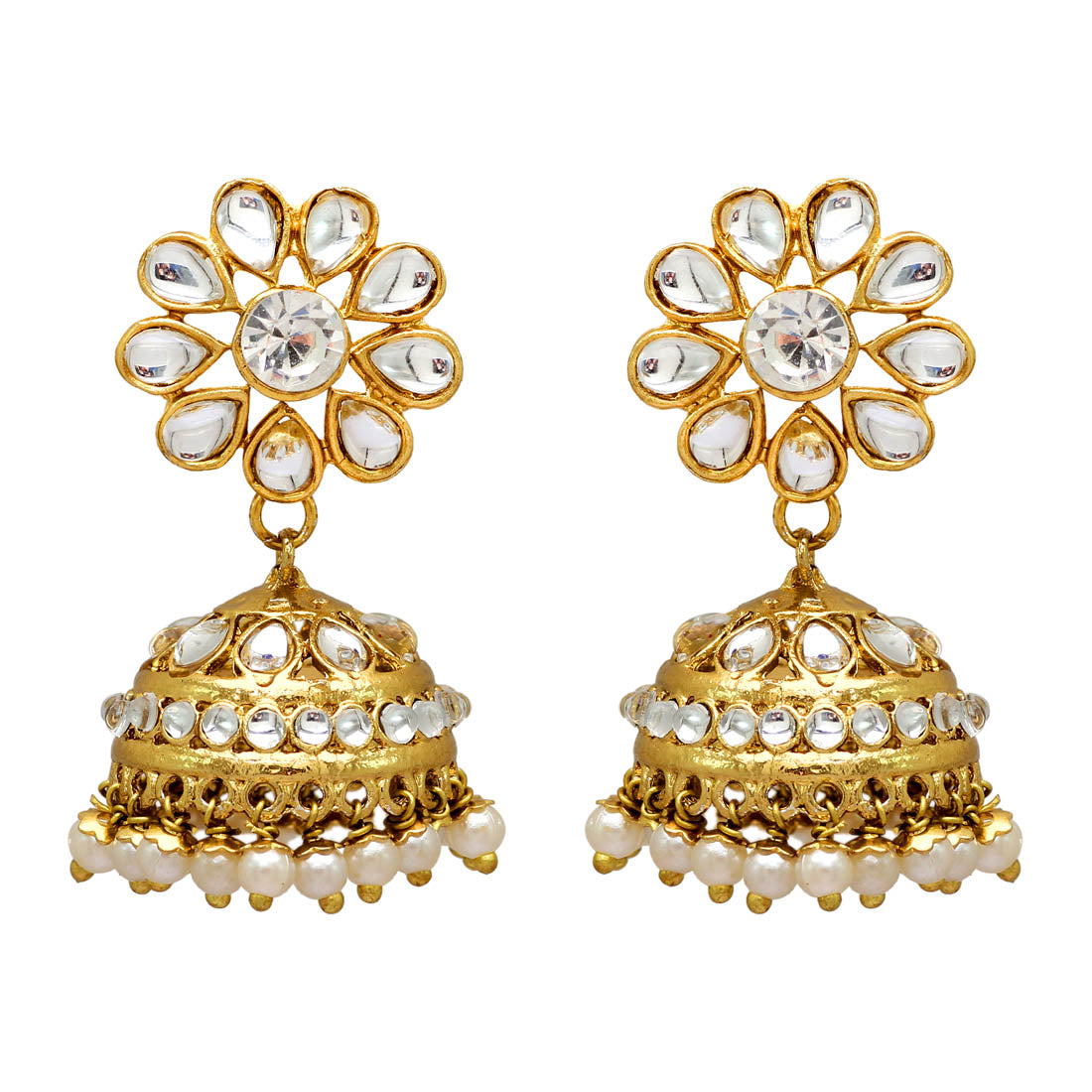 White Color Imitation Pearl Kundan Necklace With Earring & Maang Tikka (KN130WHT)