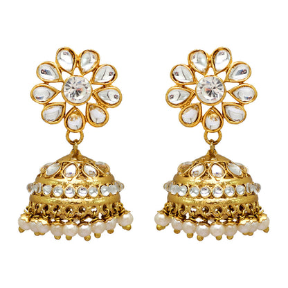 White Color Imitation Pearl Kundan Necklace With Earring & Maang Tikka (KN130WHT)