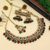 Maroon & Green Color Kundan Choker Necklace Set (KN1310MG)