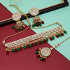 Maroon & Green Color Choker Kundan Necklace Set (KN1314MG)
