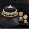 Purple Color Choker Kundan Necklace Set (KN1314PRP)