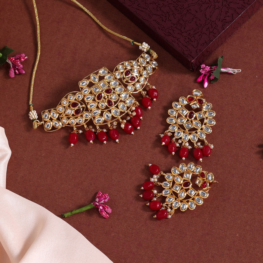 Maroon choker set Clearance