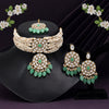 Parrot Green Color Choker Kundan Necklace Set (KN1343PGRN)