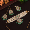 Parrot Green Color Choker Kundan Necklace Set (KN1343PGRN)