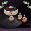 Red Color Choker Kundan Necklace Set (KN1343RED)