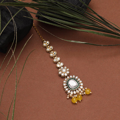 Yellow Color Long Kundan Necklace Set (KN1344YLW)