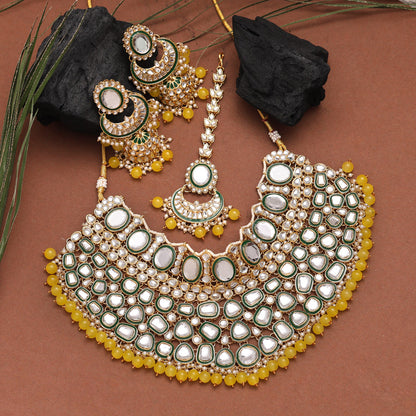 Yellow Color Kundan Necklace Set (KN1345YLW)
