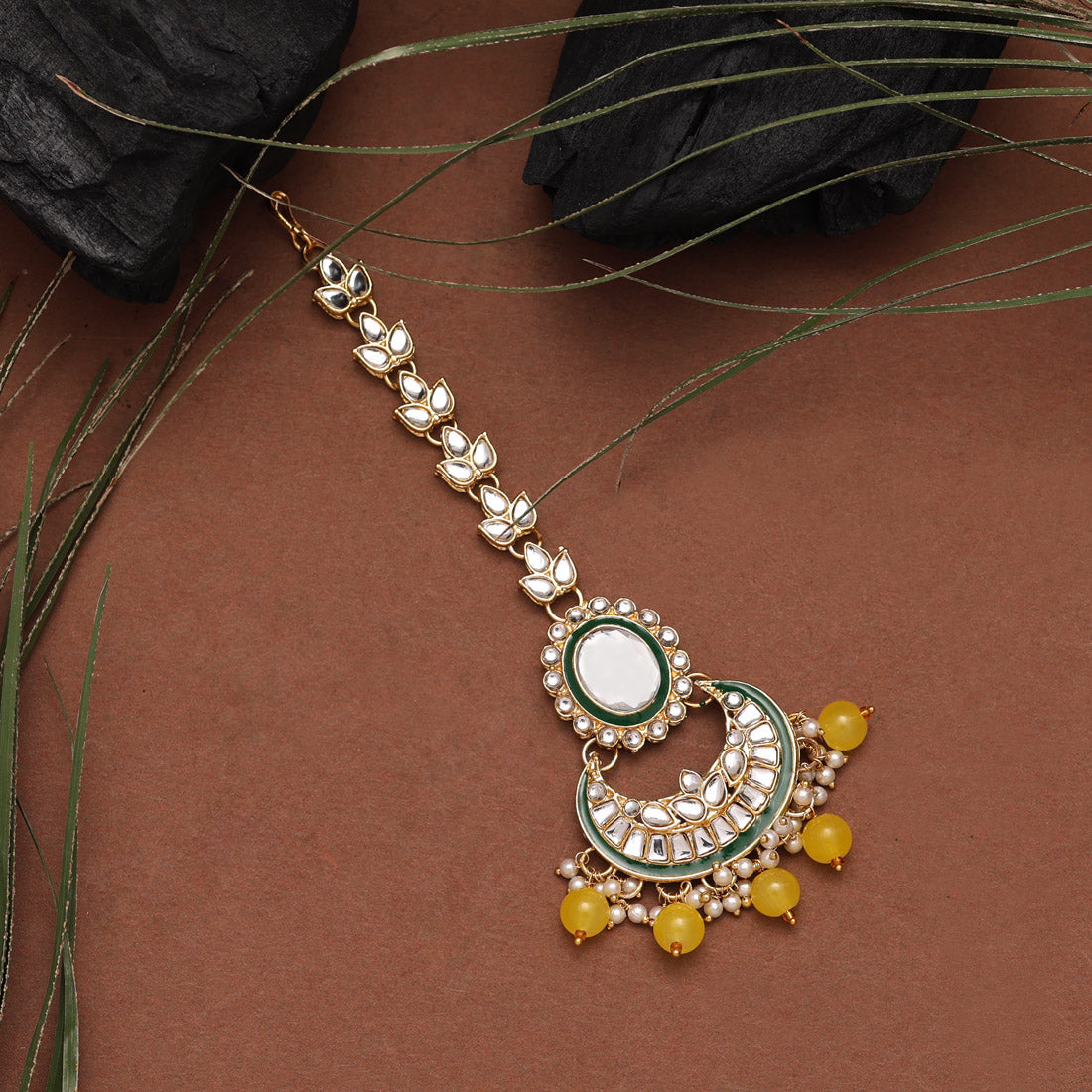 Yellow Color Kundan Necklace Set (KN1345YLW)