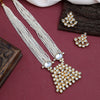 White Color Long Kundan Necklace Set (KN1347WHT)