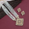 White Color Long Kundan Necklace Set (KN1349WHT)