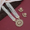White Color Long Kundan Necklace Set (KN1350WHT)
