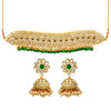 Green Color Choker Kundan Necklace With Earring (KN136GRN)