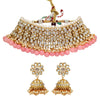 Peach Color Choker Kundan Necklace With Earring (KN136PCH)