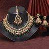 Maroon & Green Color Kundan Necklace Set (KN1376MG)