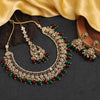 Maroon & Green Color Kundan Necklace Set (KN1376MG)