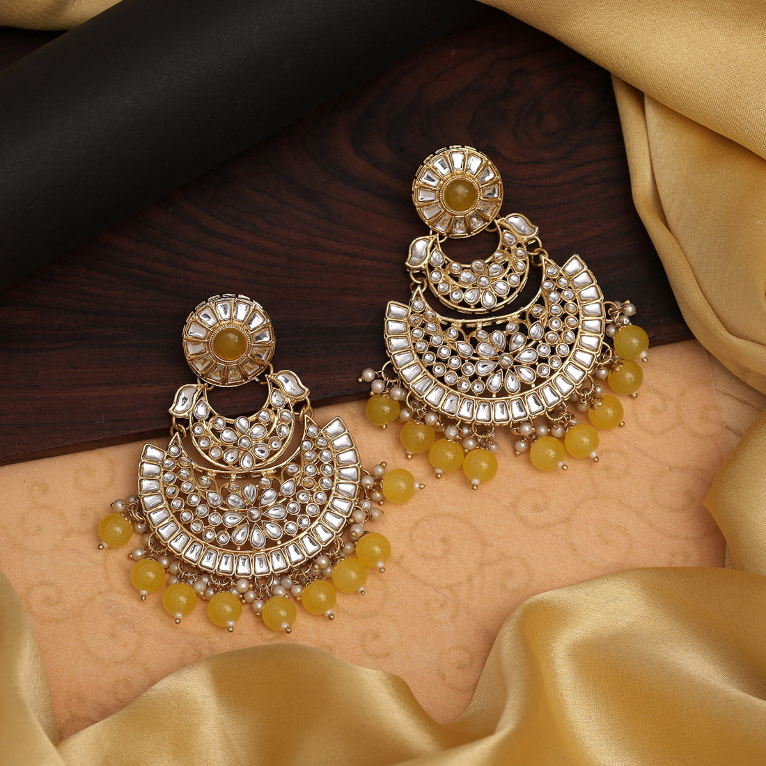 Yellow Color Choker Kundan Necklace Set (KN1378YLW)
