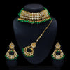 Green Color Kundan Choker Necklace Set (KN137GRN)