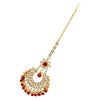 Red Color Imitation Pearl & Kundan Necklace With Earring & Maang Tikka (KN141RED)