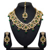 Green Color Imitation Pearl & Kundan Necklace With Earrings & Maang Tikka (KN163GRN)