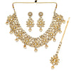 White Color Imitation Pearl & Kundan Necklace With Earrings & Maang Tikka (KN163WHT)