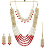 Maroon & White Color Kundan Necklace With Earrings & Maang Tikka (KN165MRNWHT)