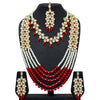 Maroon & White Color Kundan Necklace With Earrings & Maang Tikka (KN165MRNWHT)