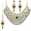 Festive Collection Imitation Pearl Kundan Necklace With Earrings & Maang Tikka (KN168GRN)
