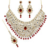 Wedding Collection Maroon Color Imitation Pearl Kundan Necklace With Earrings & Maang Tikka (KN168MRN)