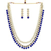 Festive Special Blue Color Imitation Pearl Kundan Necklace With Earrings For Women (KN172BLU)