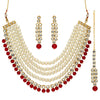 Maroon Color Imitation Pearl Beautiful Kundan Necklace With Earrings & Maang Tikka (KN173MRN)