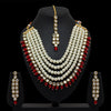 Maroon Color Imitation Pearl Beautiful Kundan Necklace With Earrings & Maang Tikka (KN173MRN)