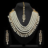Festive Collection White Color Imitation Pearl Kundan Necklace With Earrings & Maang Tikka For Women (KN173WHT)