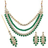 Green Color Imitation Pearl Beautiful Kundan Necklace With Earrings & Maang Tikka (KN178GRN)