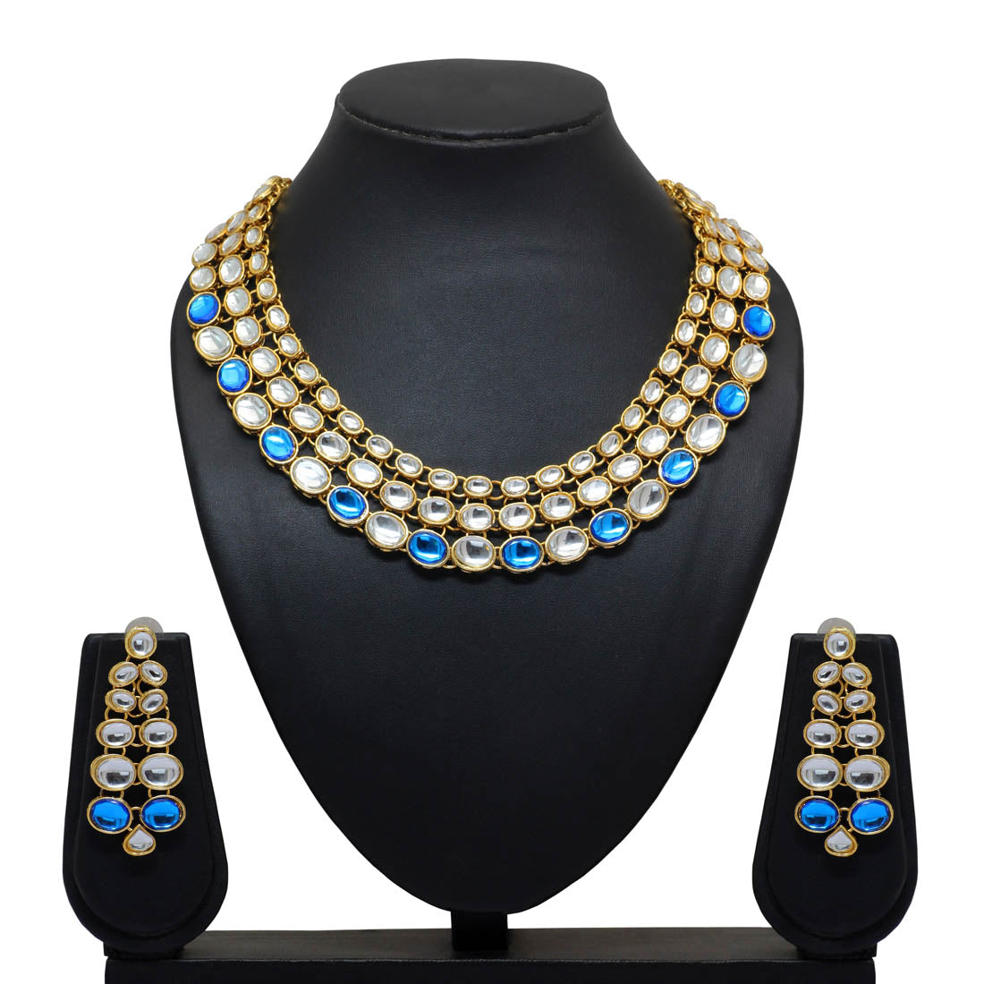 Blue Color Kundan Necklace Set (KN186BLU)