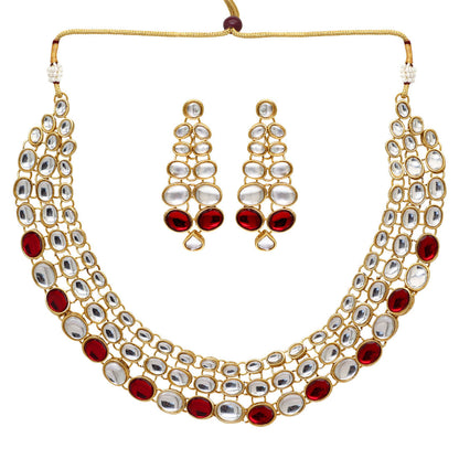 Maroon Color Kundan Necklace Set (KN186MRN)