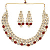 Maroon Color Kundan Necklace With Earrings For Women (KN186MRN)