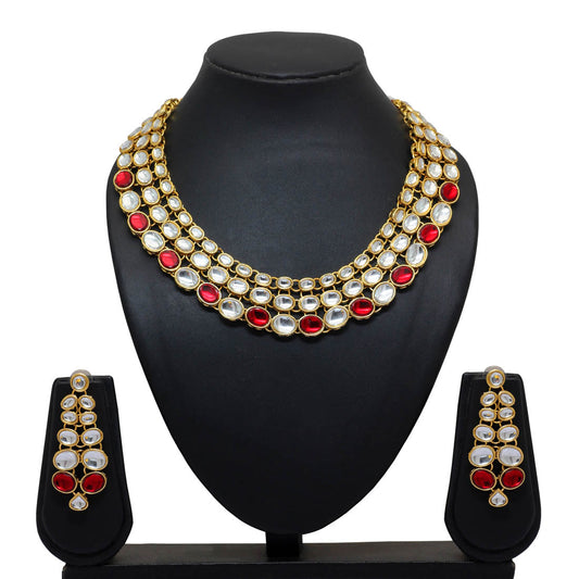Maroon Color Kundan Necklace Set (KN186MRN)