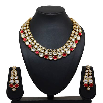 Maroon Color Kundan Necklace Set (KN186MRN)